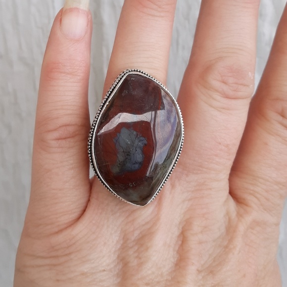 New Bloodstone Jasper 925 Silver Ring. - Picture 8 of 9